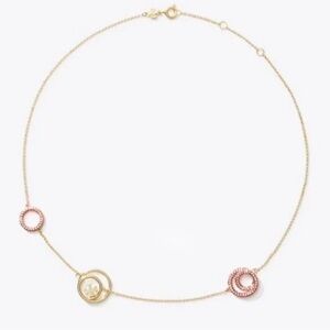 Tory Burch Miller Pavé Pendant Necklace with Pink